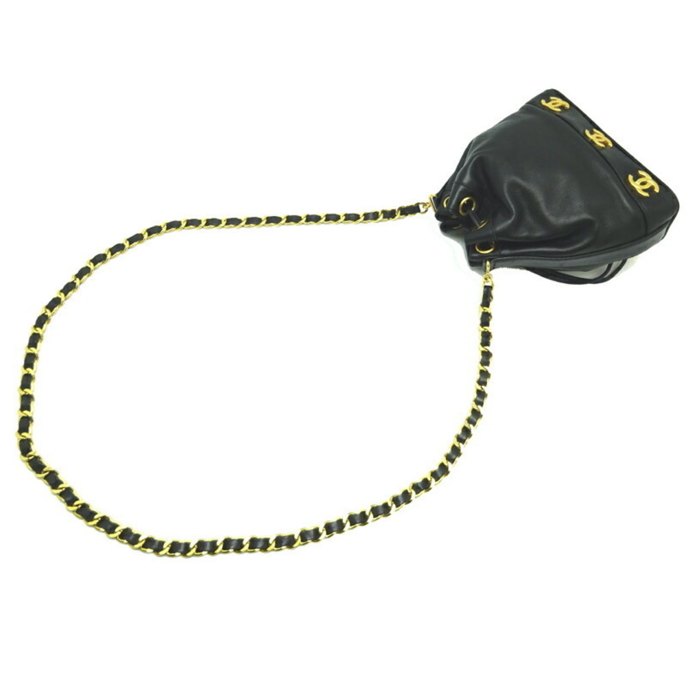 Chanel Triple Coco Drawstring Chain Lambskin Shou… - image 4